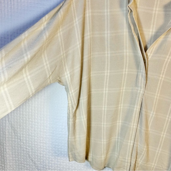 Vince Top Womens XL Tunic Blouse Classic Minimalist Basic Shadow Plaid Popover - Picture 5 of 11